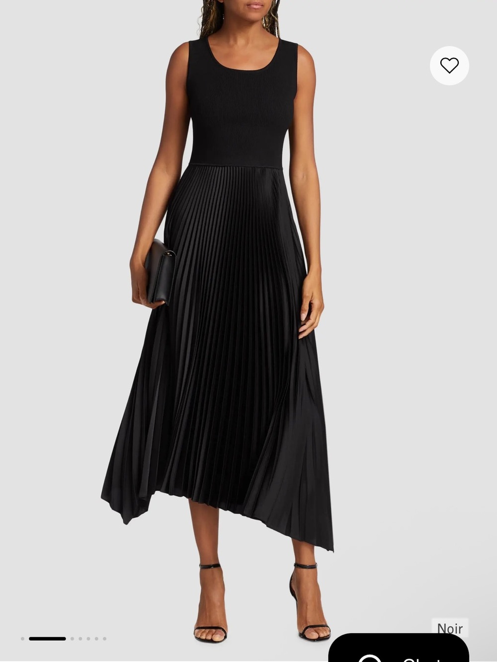 Elie Tahari Black Pleated Midi Dress
